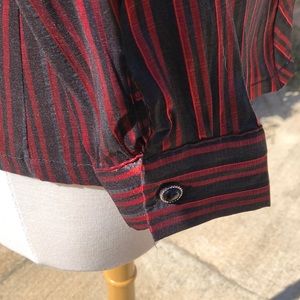 Compliments Tops - Women's Black and Red Striped Blouse Compliments Tops - Women's Black and Red Striped Blouse